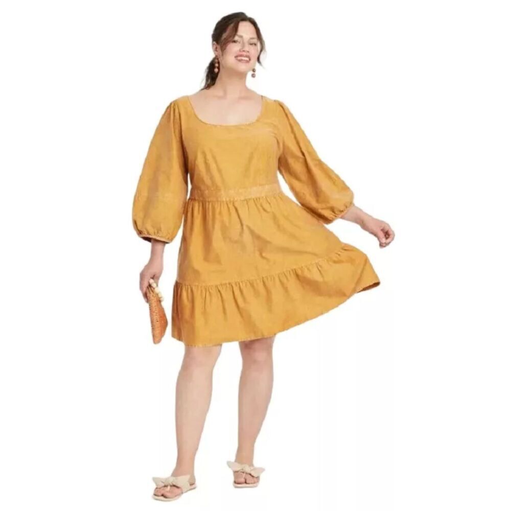 Ava & Viv Womens Tiered Pumpkin Orange Dress Size 2X